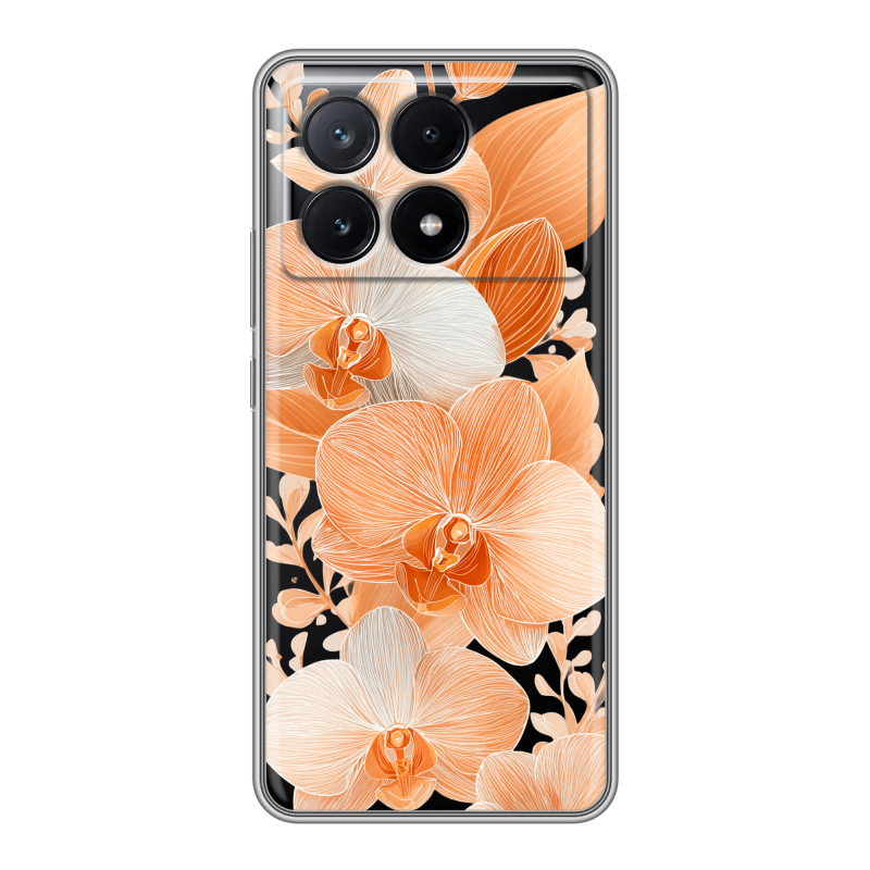 Силиконовый чехол на Xiaomi Poco X6 Pro 5G с принтом Бежевые цветы Силиконовый чехол на Xiaomi Poco X6 Pro 5G с принтом Бежевые цветы