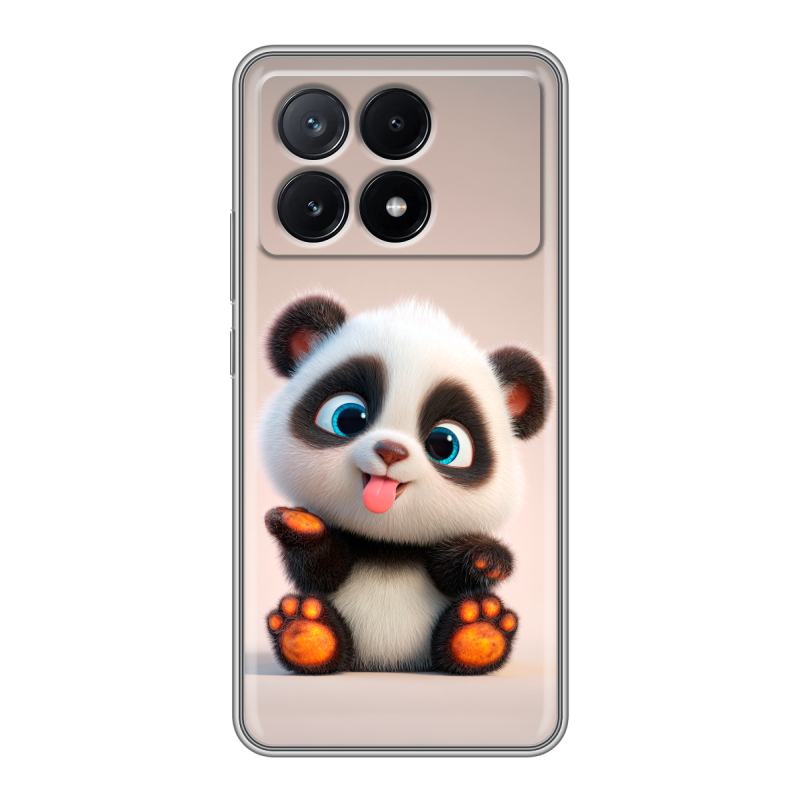 Силиконовый чехол на Xiaomi Poco X6 Pro 5G с принтом милая панда Силиконовый чехол на Xiaomi Poco X6 Pro 5G с принтом милая панда
