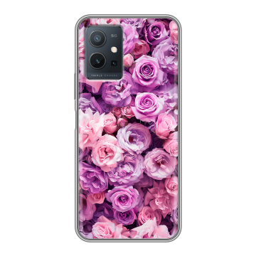 Силиконовый чехол на Vivo Y55 5G с принтом лавандовые розы Силиконовый чехол на Vivo Y55 5G с принтом лавандовые розы