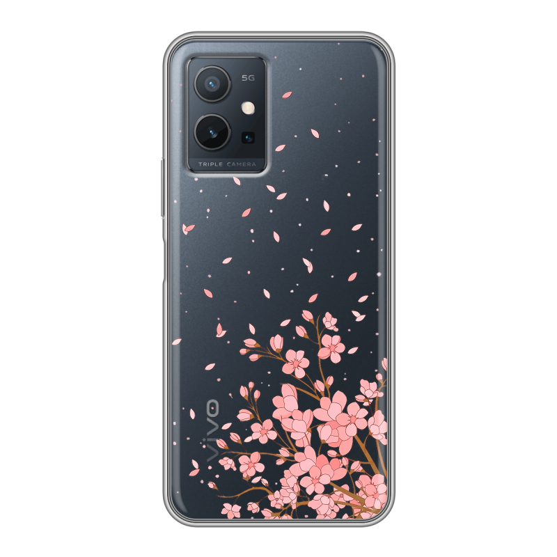 Силиконовый чехол на Vivo Y55 5G с принтом Ветка сакуры Силиконовый чехол на Vivo Y55 5G с принтом Ветка сакуры
