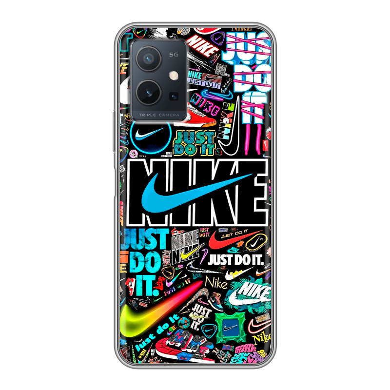 Силиконовый чехол на Vivo Y55 5G с принтом найк nike черный Силиконовый чехол на Vivo Y55 5G с принтом найк nike черный