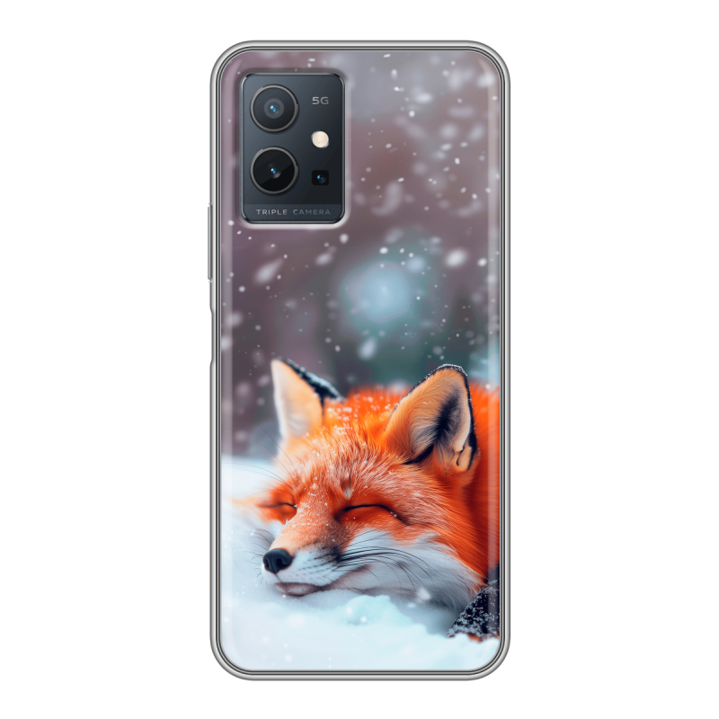 Силиконовый чехол на Vivo Y55 5G с принтом лиса Силиконовый чехол на Vivo Y55 5G с принтом лиса