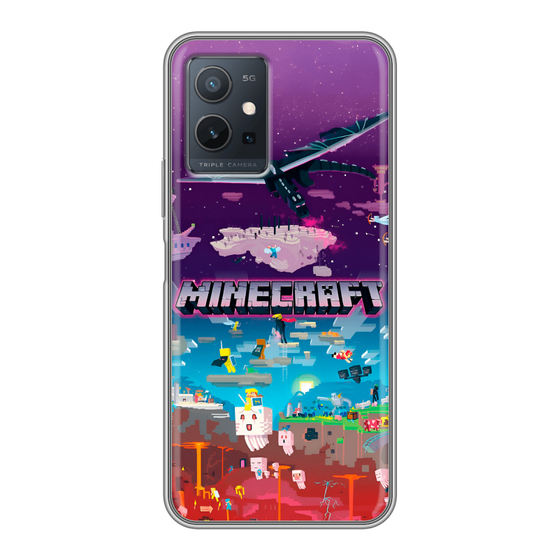 Силиконовый чехол на Vivo Y55 5G с принтом Майнкрафт Minecraft Силиконовый чехол на Vivo Y55 5G с принтом Майнкрафт Minecraft