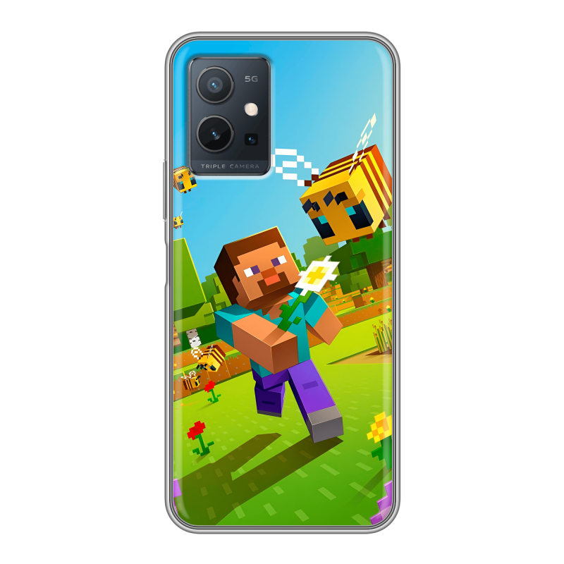 Силиконовый чехол на Vivo Y55 5G с принтом Майнкрафт Minecraft Силиконовый чехол на Vivo Y55 5G с принтом Майнкрафт Minecraft