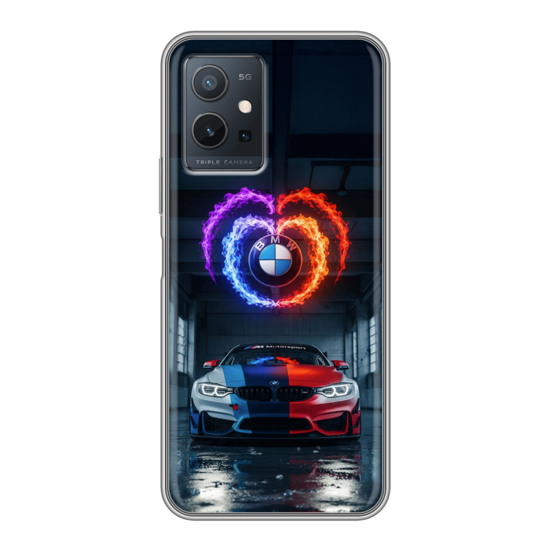 Силиконовый чехол на Vivo Y55 5G с принтом BMW БМВ Силиконовый чехол на Vivo Y55 5G с принтом BMW БМВ