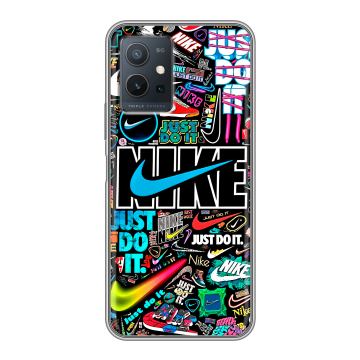 Силиконовый чехол на Vivo Y55s 5G с принтом найк nike черный