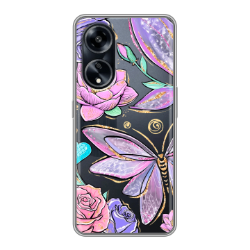 Силиконовый чехол на OPPO A1 Pro с принтом Бабочки и цветы Силиконовый чехол на OPPO A1 Pro с принтом Бабочки и цветы