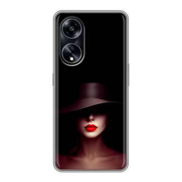 Силиконовый чехол на OPPO A1 Pro с принтом Девушка в шляпе Силиконовый чехол на OPPO A1 Pro с принтом Девушка в шляпе