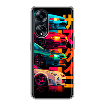 Силиконовый чехол на OPPO A1 Pro с принтом Гоночные машины