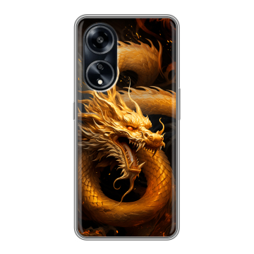 Силиконовый чехол на OPPO A1 Pro с принтом Золотой дракон