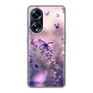 Силиконовый чехол на OPPO A1 Pro с принтом бабочки и лаванда
