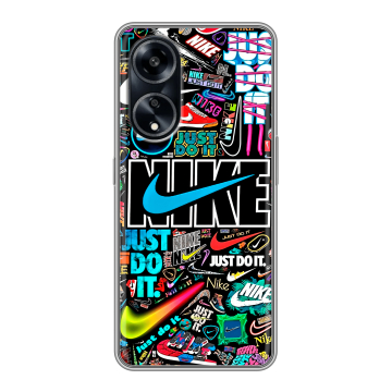 Силиконовый чехол на OPPO A1 Pro с принтом найк nike черный