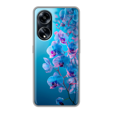 Силиконовый чехол на OPPO A1 Pro с принтом голубые орхидеи Силиконовый чехол на OPPO A1 Pro с принтом голубые орхидеи