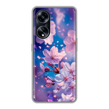 Силиконовый чехол на OPPO A1 Pro с принтом цветы бабочки Силиконовый чехол на OPPO A1 Pro с принтом цветы бабочки