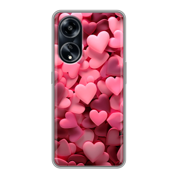 Силиконовый чехол на OPPO A1 Pro с принтом розовые сердечки Силиконовый чехол на OPPO A1 Pro с принтом розовые сердечки