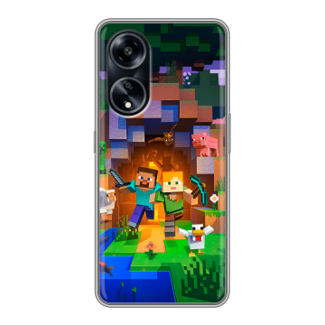 Силиконовый чехол на OPPO A1 Pro с принтом Майнкрафт Minecraft