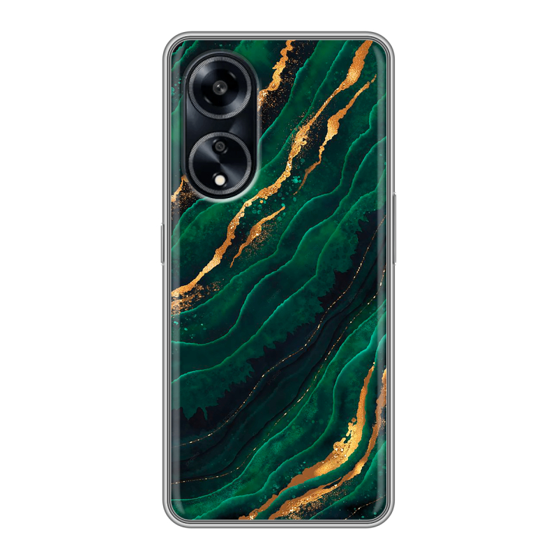 Силиконовый чехол на OPPO A1 Pro с принтом Мрамор зеленое золото Силиконовый чехол на OPPO A1 Pro с принтом Мрамор зеленое золото