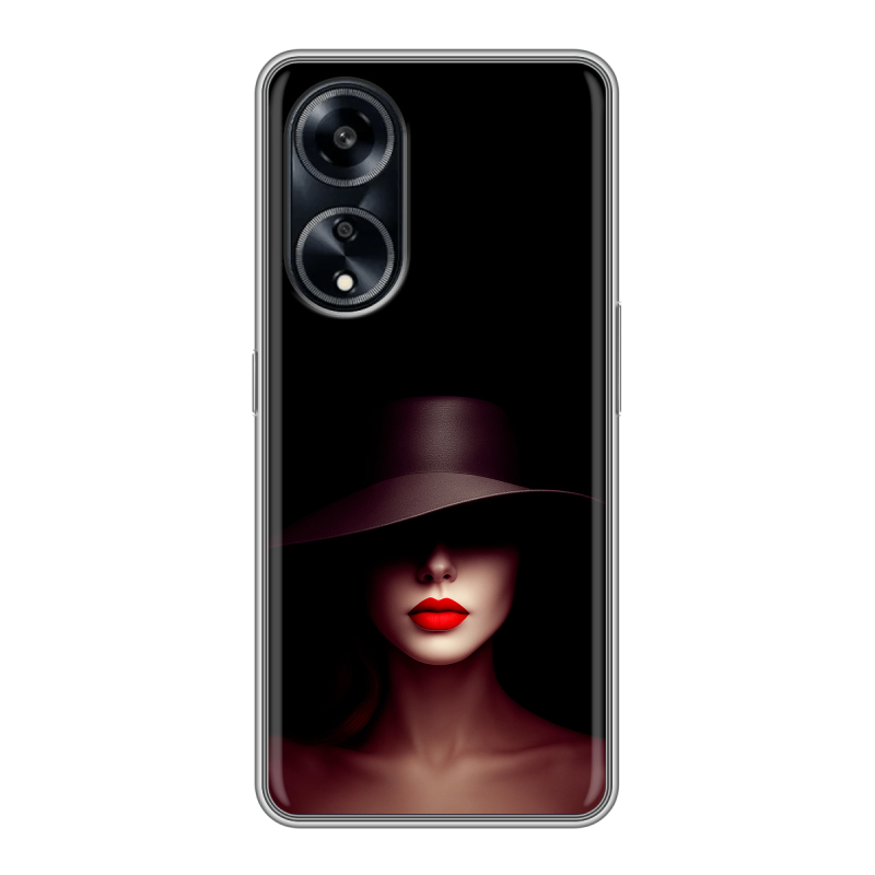 Силиконовый чехол на OPPO A1 Pro с принтом Девушка в шляпе Силиконовый чехол на OPPO A1 Pro с принтом Девушка в шляпе