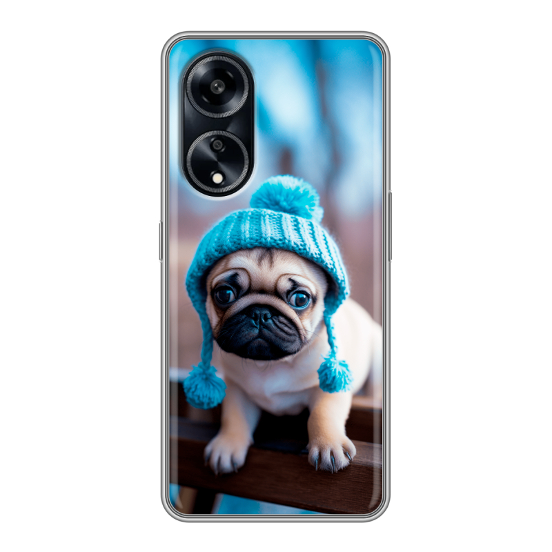 Силиконовый чехол на OPPO A1 Pro с принтом Мопс в шапке Силиконовый чехол на OPPO A1 Pro с принтом Мопс в шапке