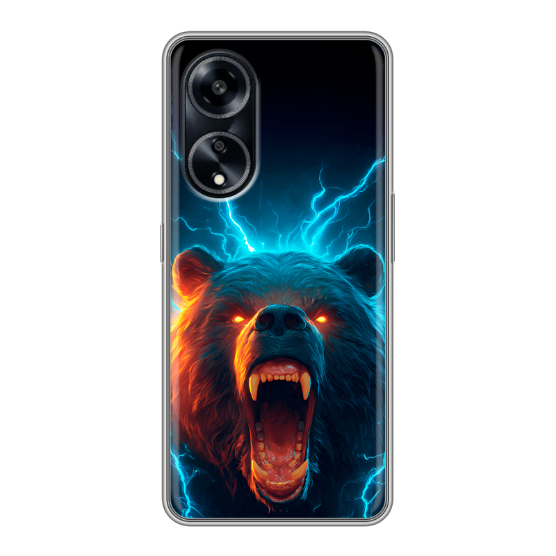 Силиконовый чехол на OPPO A1 Pro с принтом Медведь Силиконовый чехол на OPPO A1 Pro с принтом Медведь