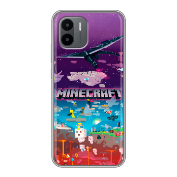 Силиконовый чехол на Xiaomi Redmi A1 с принтом Майнкрафт Minecraft Силиконовый чехол на Xiaomi Redmi A1 с принтом Майнкрафт Minecraft