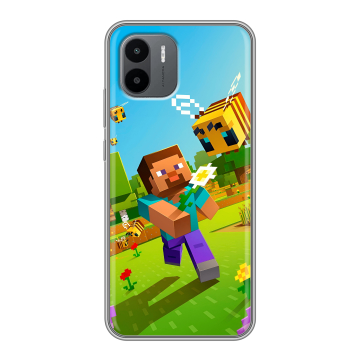 Силиконовый чехол на Xiaomi Redmi A1 с принтом Майнкрафт Minecraft Силиконовый чехол на Xiaomi Redmi A1 с принтом Майнкрафт Minecraft