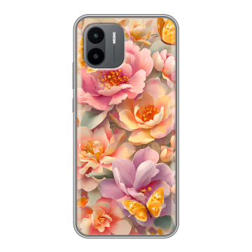 Силиконовый чехол на Xiaomi Redmi A1 с принтом Цветы и бабочки