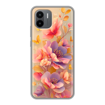 Силиконовый чехол на Xiaomi Redmi A1 с принтом Цветы и бабочки Силиконовый чехол на Xiaomi Redmi A1 с принтом Цветы и бабочки