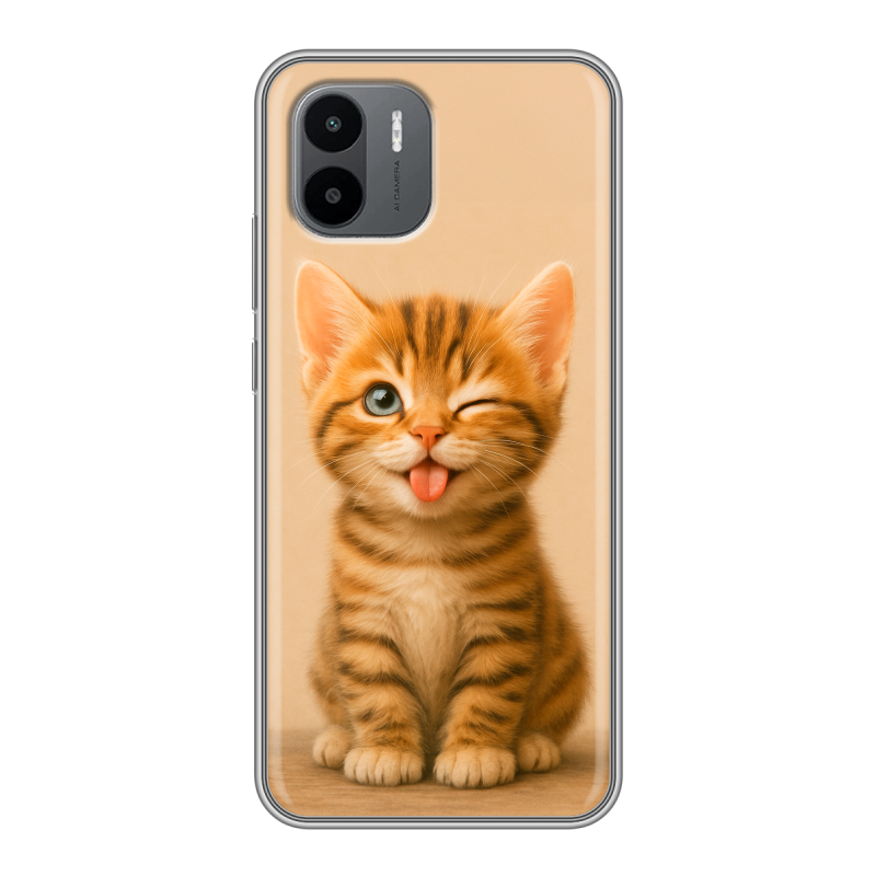 Силиконовый противоударный чехол на Xiaomi Redmi A1 с принтом котенок Силиконовый противоударный чехол на Xiaomi Redmi A1 с принтом котенок