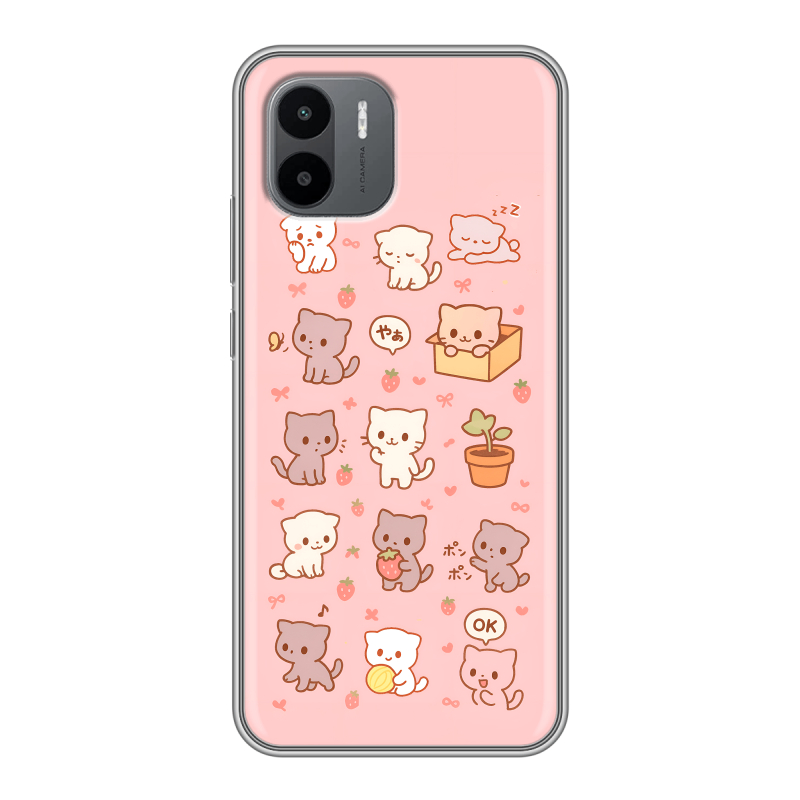 Силиконовый противоударный чехол на Xiaomi Redmi A1 с принтом Hello Kitty Хелоу Кити Силиконовый противоударный чехол на Xiaomi Redmi A1 с принтом Hello Kitty Хелоу Кити