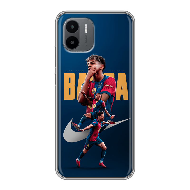 Силиконовый противоударный чехол на Xiaomi Redmi A1 с принтом Барселона Barca Yamal Силиконовый противоударный чехол на Xiaomi Redmi A1 с принтом Барселона Barca Yamal