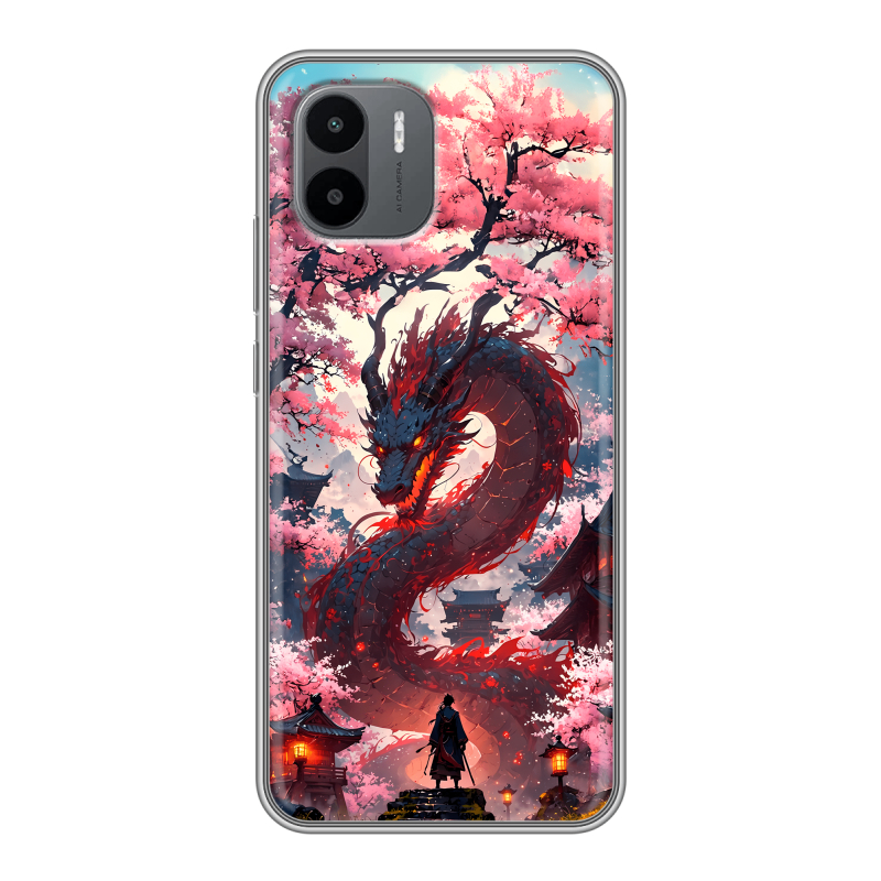 Силиконовый чехол на Xiaomi Redmi A1 с принтом Дракон Японский Силиконовый чехол на Xiaomi Redmi A1 с принтом Дракон Японский