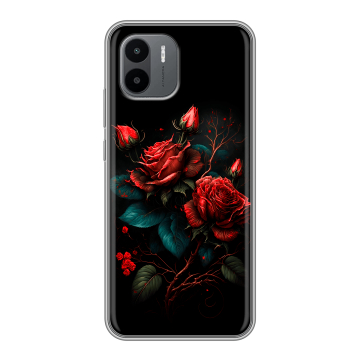 Силиконовый чехол на Xiaomi Redmi A2 с принтом Розы красные Силиконовый чехол на Xiaomi Redmi A2 с принтом Розы красные