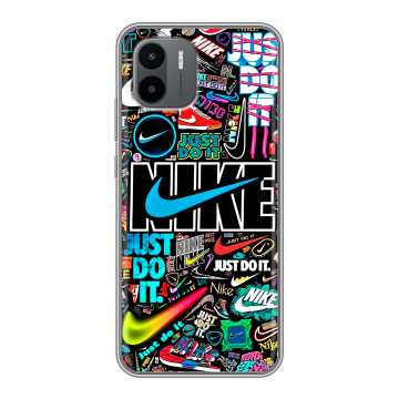Силиконовый чехол на Xiaomi Redmi A2 с принтом найк nike черный