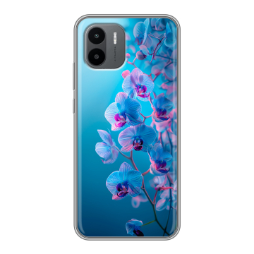 Силиконовый чехол на Xiaomi Redmi A2 с принтом голубые орхидеи Силиконовый чехол на Xiaomi Redmi A2 с принтом голубые орхидеи