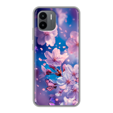 Силиконовый чехол на Xiaomi Redmi A2 с принтом цветы бабочки Силиконовый чехол на Xiaomi Redmi A2 с принтом цветы бабочки
