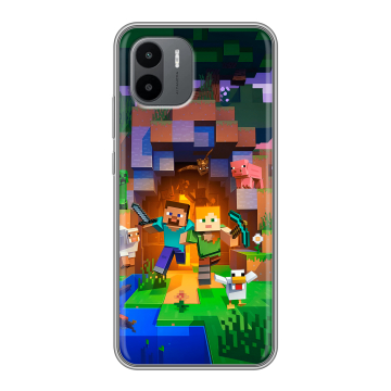 Силиконовый чехол на Xiaomi Redmi A2 с принтом Майнкрафт Minecraft