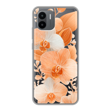 Силиконовый чехол на Xiaomi Redmi A2 с принтом Бежевые цветы Силиконовый чехол на Xiaomi Redmi A2 с принтом Бежевые цветы