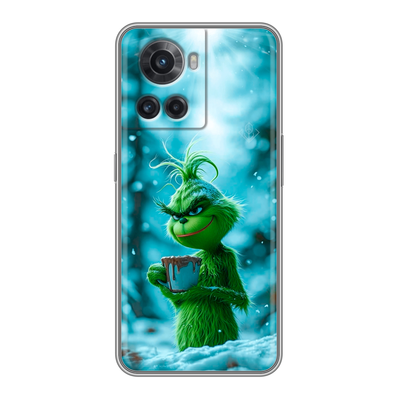 Силиконовый чехол на OnePlus Ace с принтом Новый год гринч Силиконовый чехол на OnePlus Ace с принтом Новый год гринч