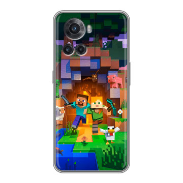 Силиконовый чехол на OnePlus 10R с принтом Майнкрафт Minecraft