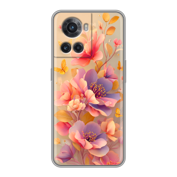 Силиконовый чехол на OnePlus 10R с принтом Цветы и бабочки Силиконовый чехол на OnePlus 10R с принтом Цветы и бабочки