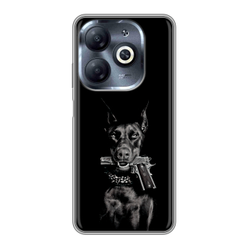 Силиконовый чехол на Infinix Smart 8 HD с принтом Доберман и пистолет