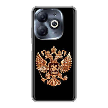 Силиконовый чехол на Infinix Smart 8 HD с принтом Герб России золотой Силиконовый чехол на Infinix Smart 8 HD с принтом Герб России золотой