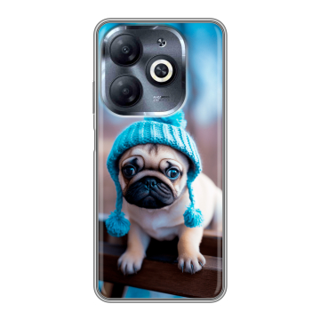 Силиконовый чехол на Infinix Smart 8 HD с принтом Мопс в шапке