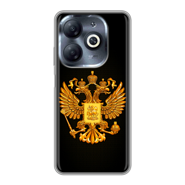Силиконовый чехол на Infinix Smart 8 HD с принтом Герб России желтый