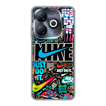 Силиконовый чехол на Infinix Smart 8 HD с принтом найк nike черный Силиконовый чехол на Infinix Smart 8 HD с принтом найк nike черный