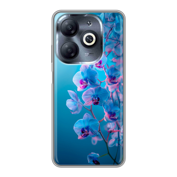 Силиконовый чехол на Infinix Smart 8 HD с принтом голубые орхидеи