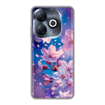 Силиконовый чехол на Infinix Smart 8 HD с принтом цветы бабочки