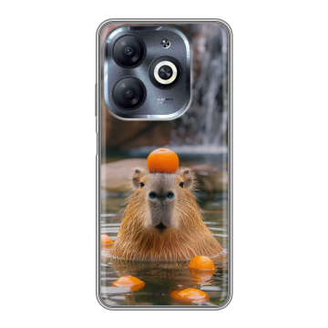Силиконовый чехол на Infinix Smart 8 HD с принтом Капибара с апельсином