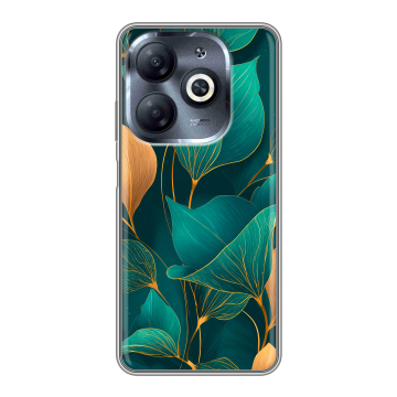Силиконовый чехол на Infinix Smart 8 HD с принтом Листья и золото